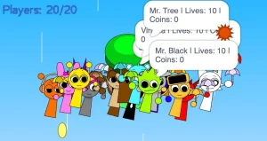 AY in Fall n’ Collect Sprunki Umbrella Survival Challenge game screenshot 3