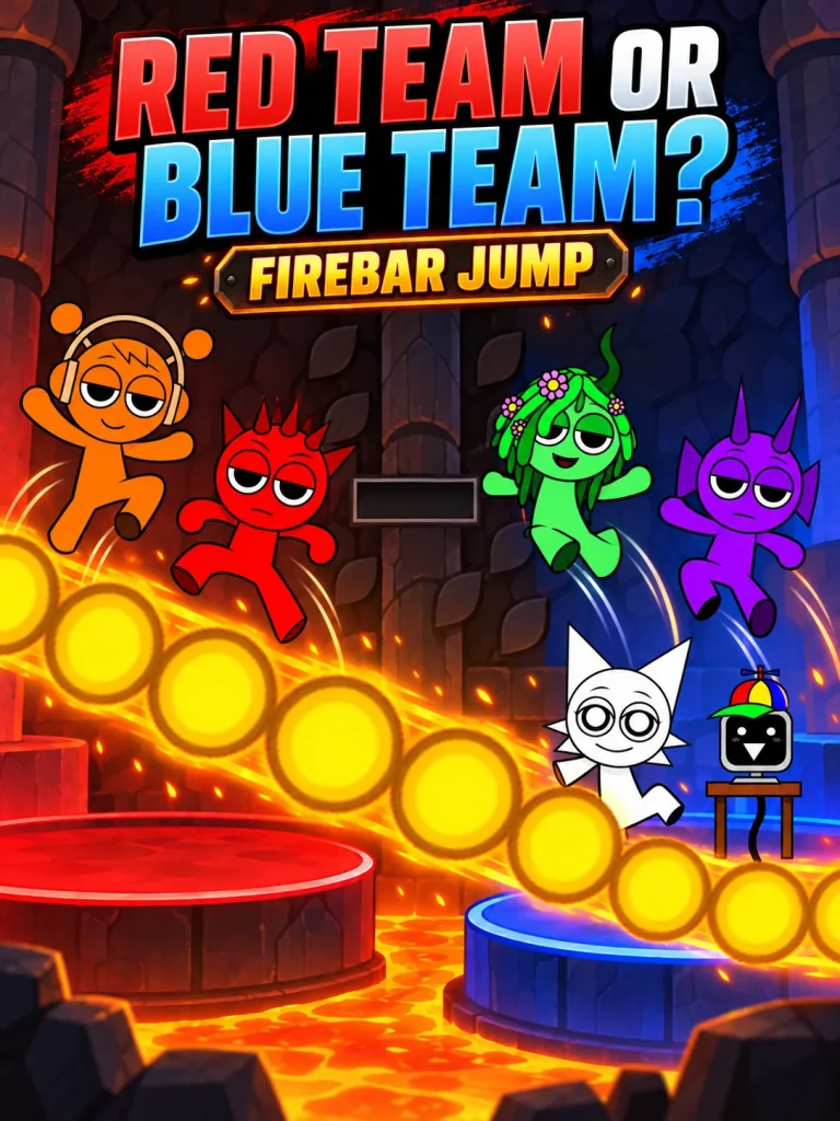 AY in Sprunkie Firebar Jump! Do you choose Red Team or Blue Team?
