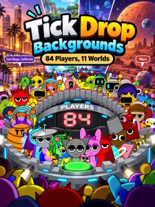 AY in Tick Drop! but there are a lots of backgrounds game cover