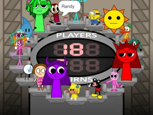 AY in Tick Drop! with 4 sprunki girls and mr sun game screenshot 4