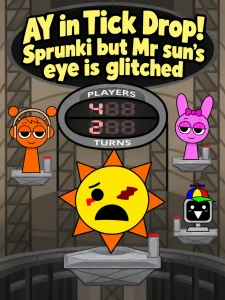 AY in Tick Drop! Sprunki but Mr sun's eye is glitched game cover