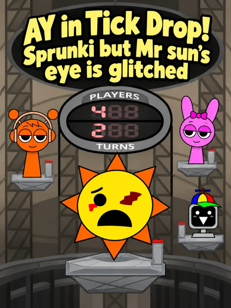 AY in Tick Drop! Sprunki but Mr sun's eye is glitched