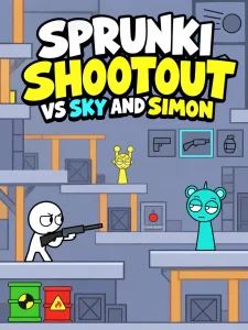 Sprunki Shootout vs Sky and Simon game cover